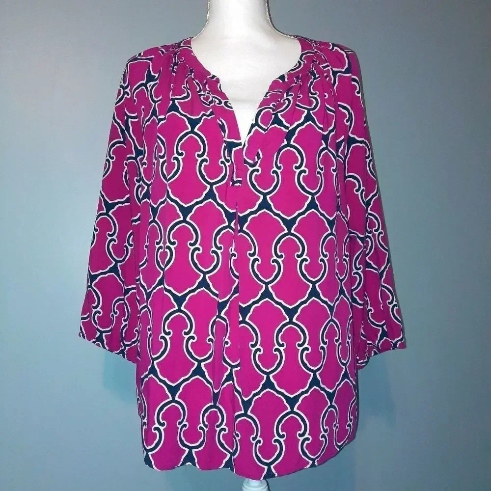 crown & ivy Pink and Blue Blouse - Picture 2 of 9